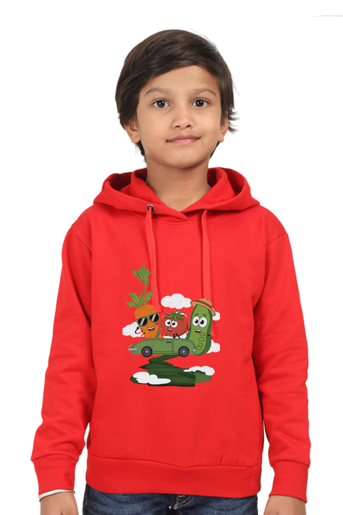Kids Hooded Sweatshirt - "Travelling Veggies" Design