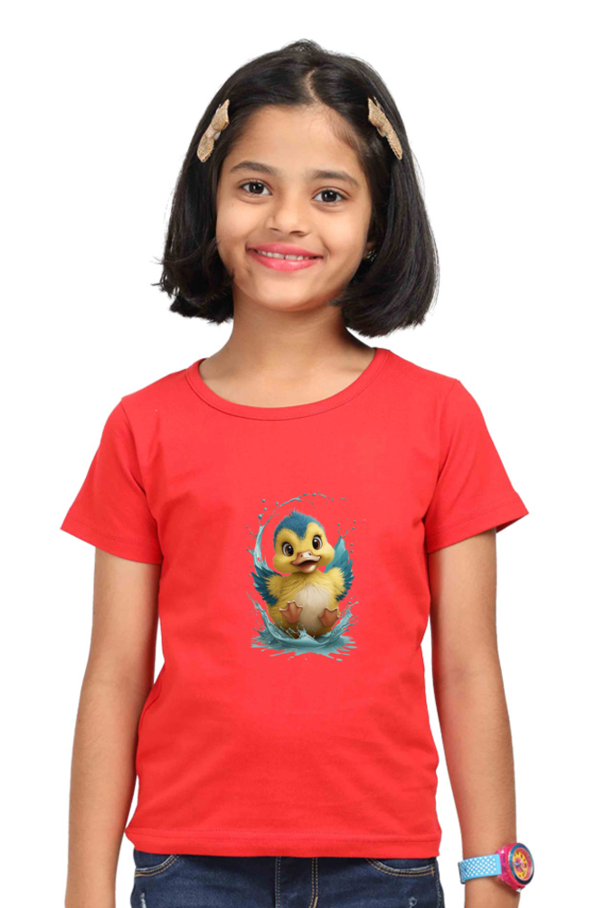 Girl's Round Neck Half Sleeve T-Shirt - "Smile Twitter" Design