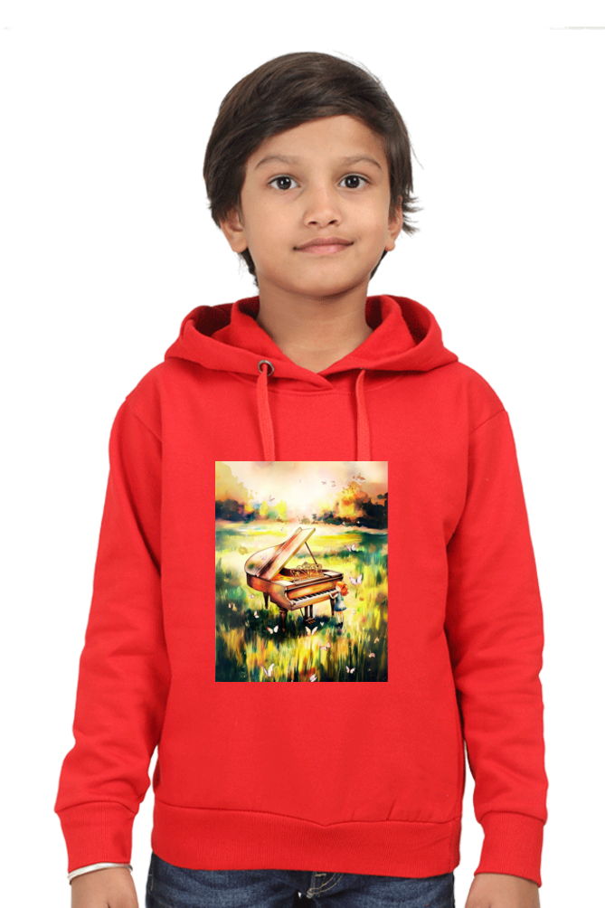 Kids Hooded Sweatshirt - "Girl With Piano" Design