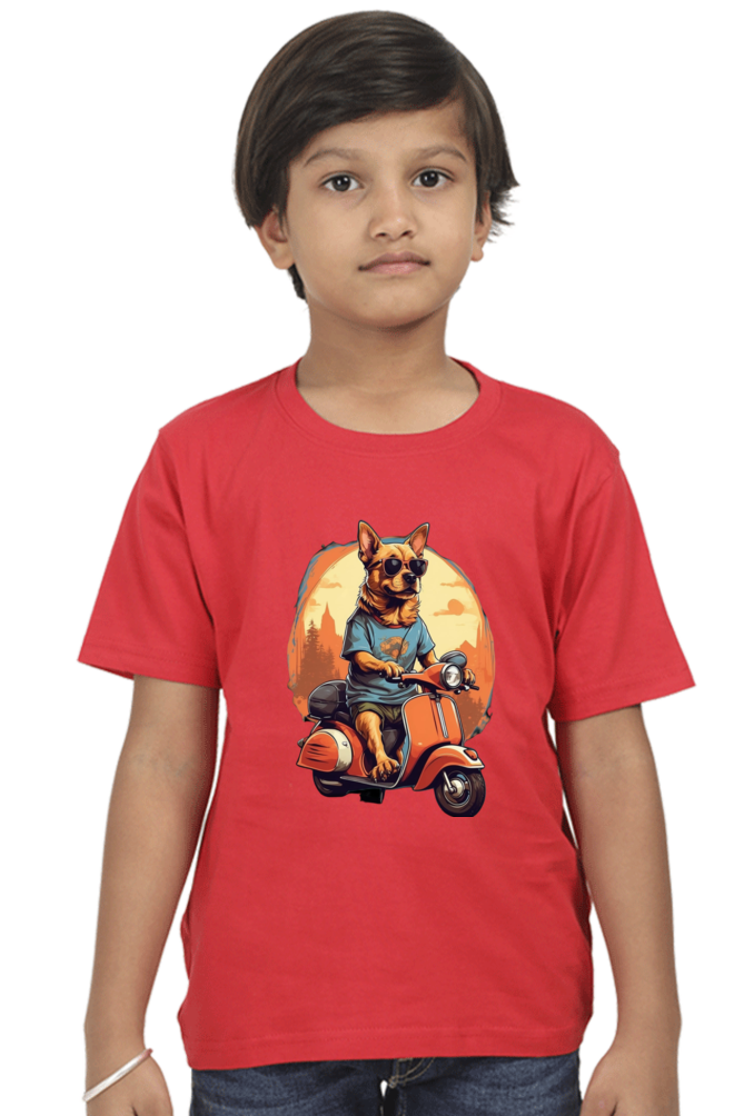 Kid's T-Shirt - Cool Doggie on Scooter