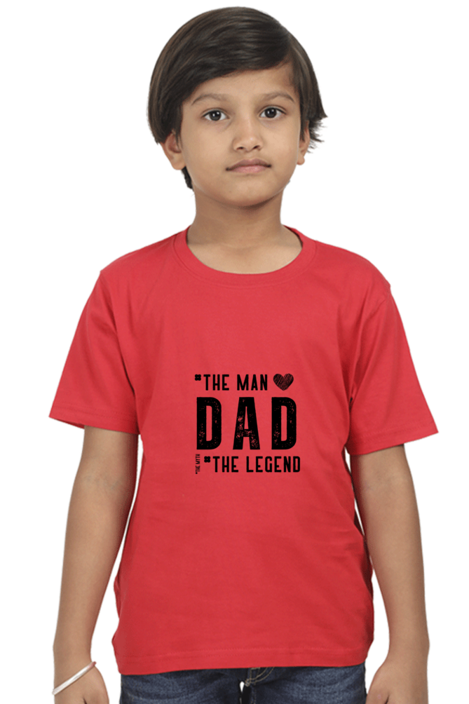 Boy's Round Neck Half Sleeve Classic T-Shirt - "Dad - The Legend" Design
