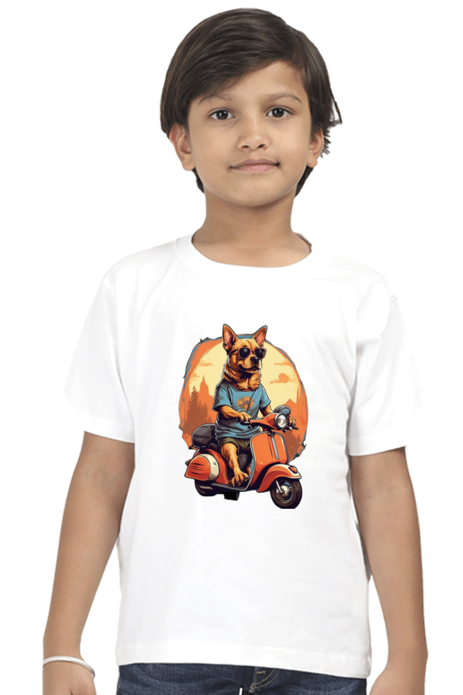 Kid's T-Shirt - Cool Doggie on Scooter