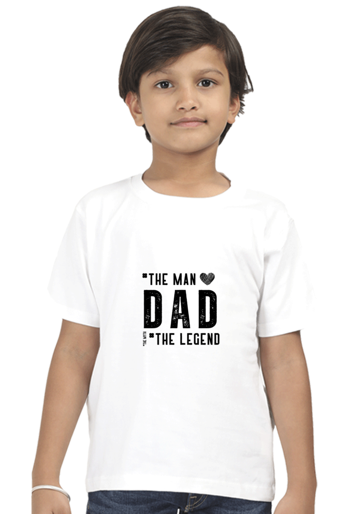 Boy's Round Neck Half Sleeve Classic T-Shirt - "Dad - The Legend" Design