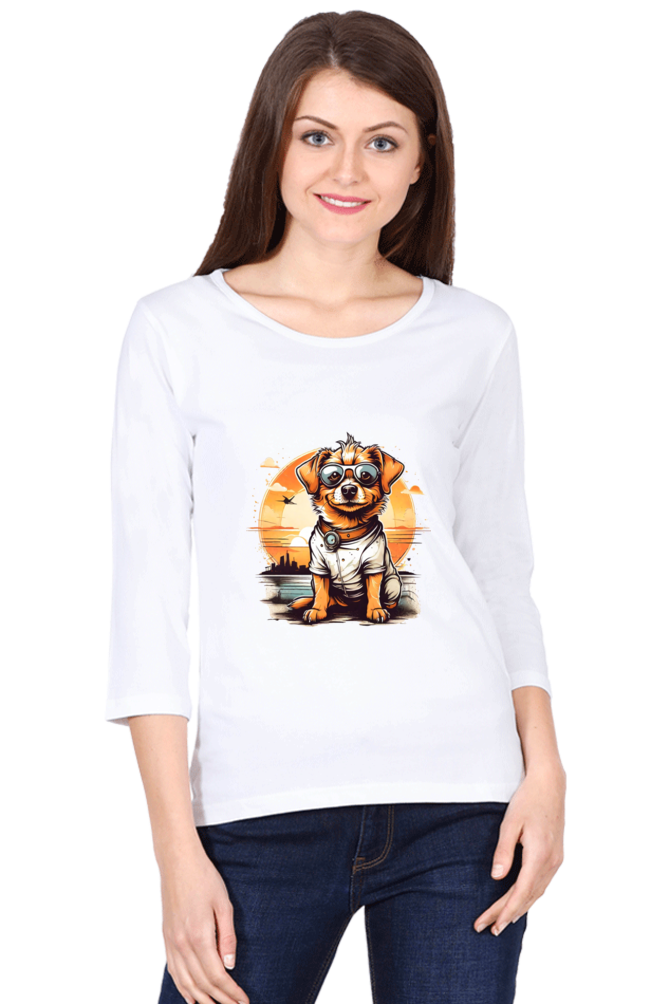 Women's Full Sleeve T-Shirt - "Adorable Pup" Design
