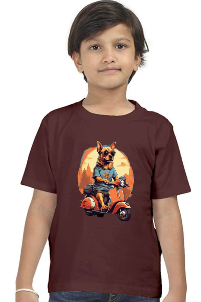 Kid's T-Shirt - Cool Doggie on Scooter