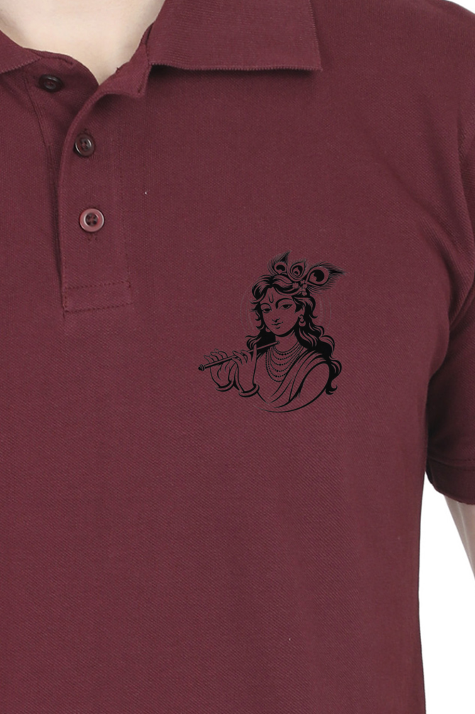 Men's Polo T-Shirt - Elegant Krishna Design