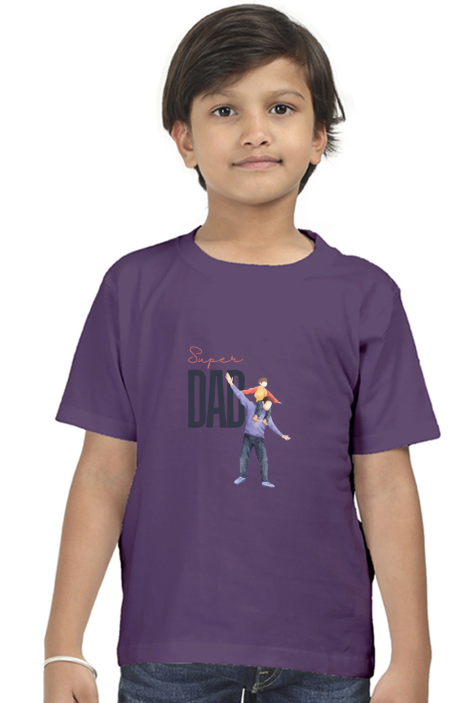 Boy's Round Neck Half Sleeve Classic T-Shirt - "Super Dad" Design
