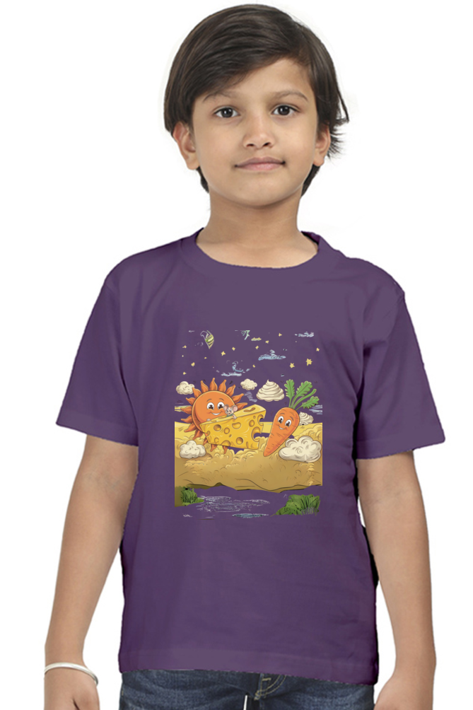 Boy's Round Neck Half Sleeve Classic T-Shirt - "Cheese is Cool" Design