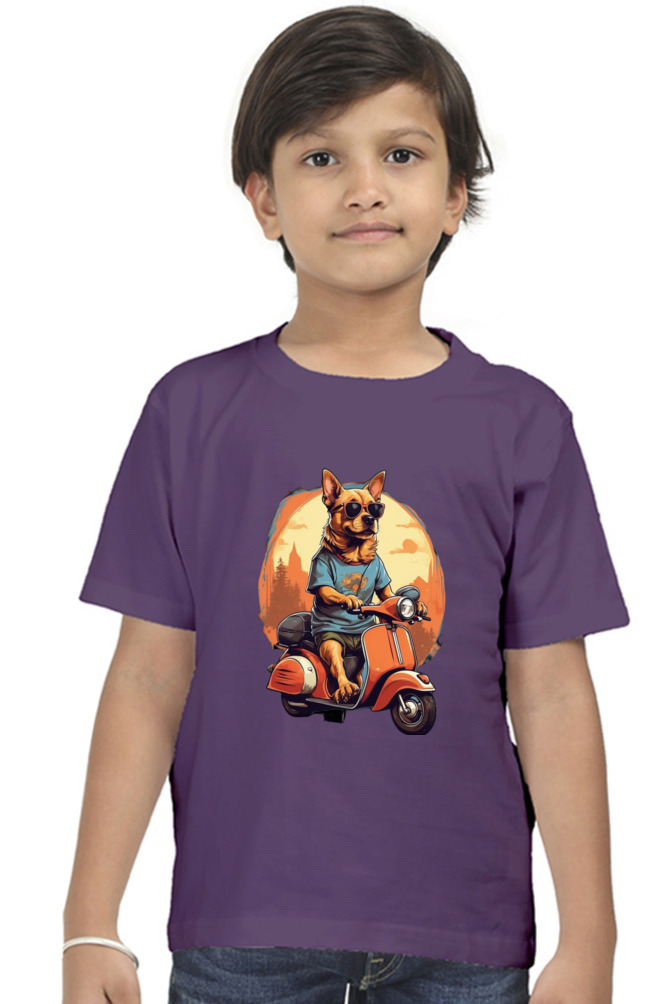 Kid's T-Shirt - Cool Doggie on Scooter