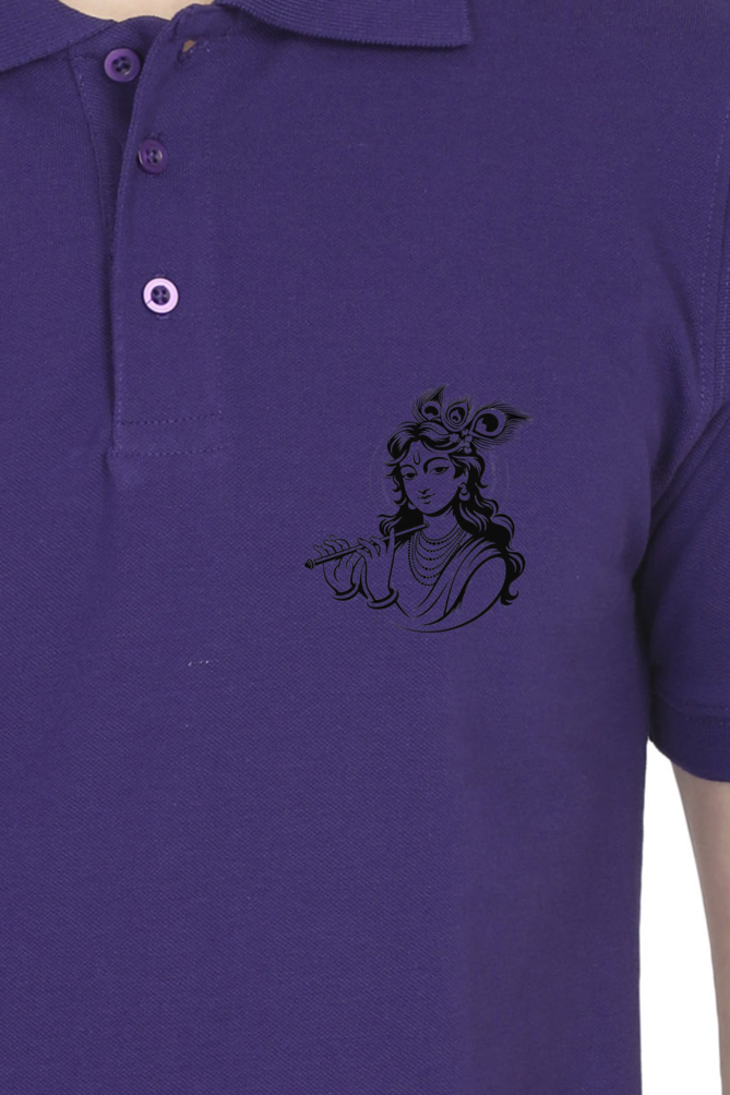 Men's Polo T-Shirt - Elegant Krishna Design