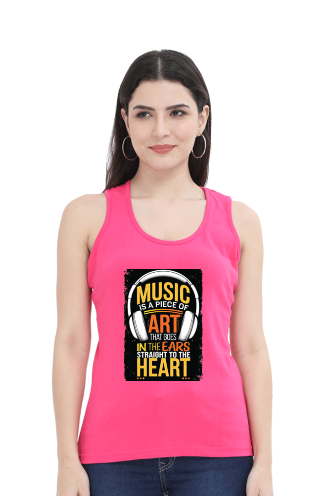 Female Tank Top - "Music Is a Piece of Art" Design