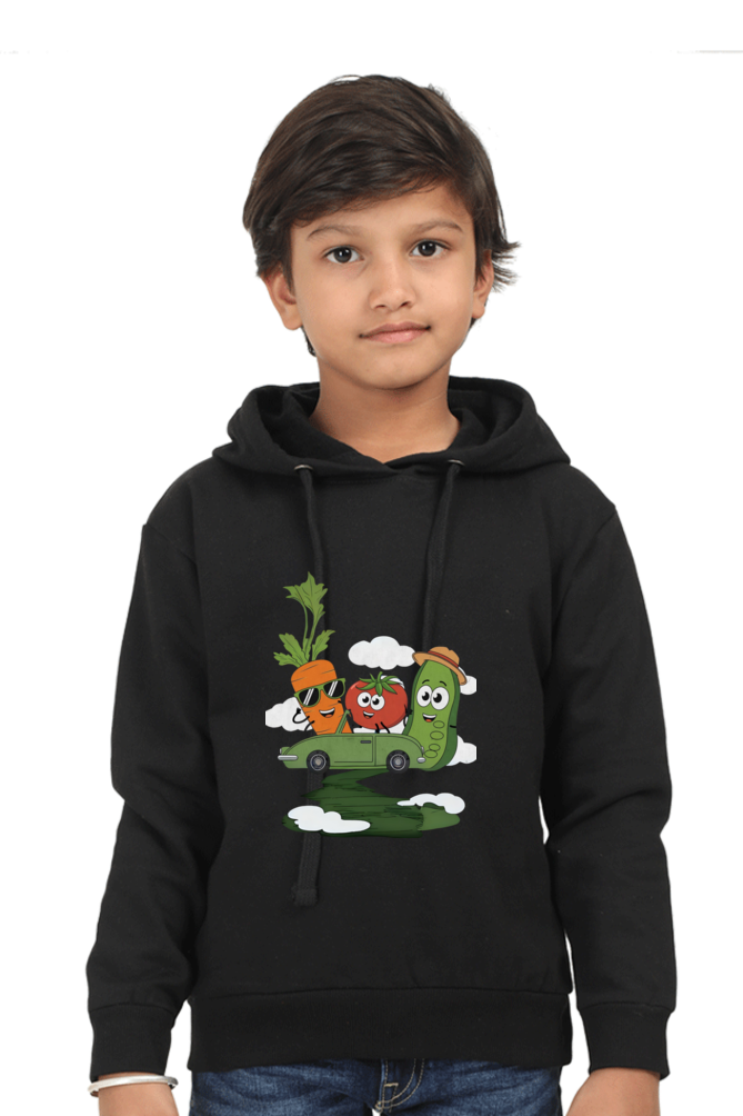 Kids Hooded Sweatshirt - "Travelling Veggies" Design