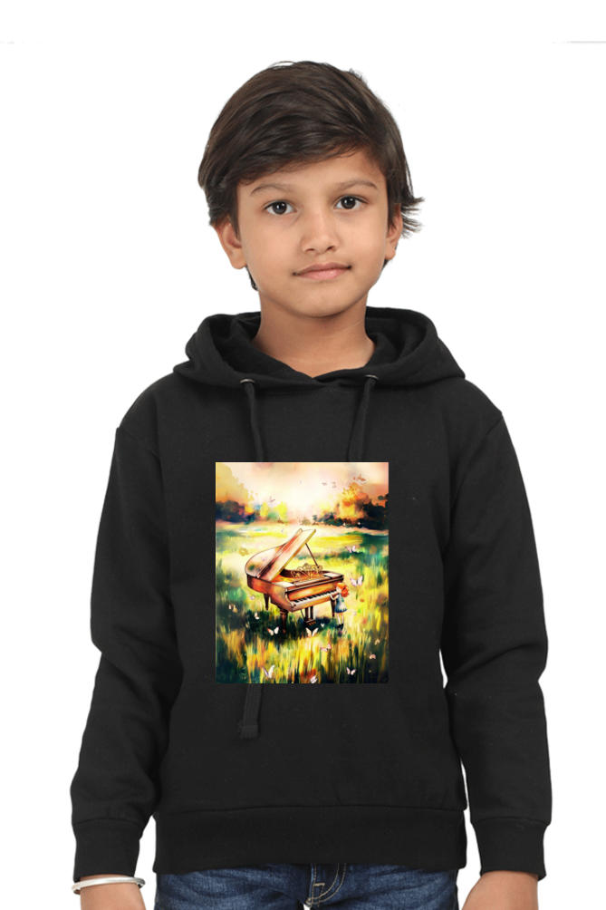 Kids Hooded Sweatshirt - "Girl With Piano" Design