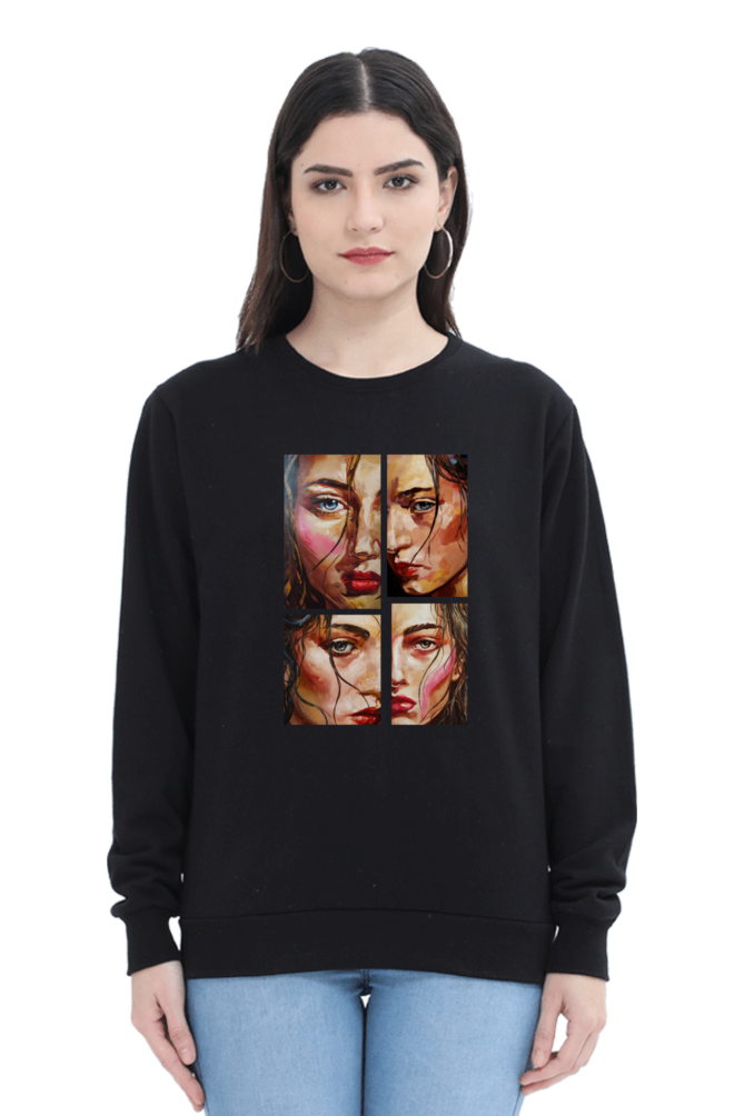Women's Full Sleeve T-Shirt - Multi-Expression Portrait Design