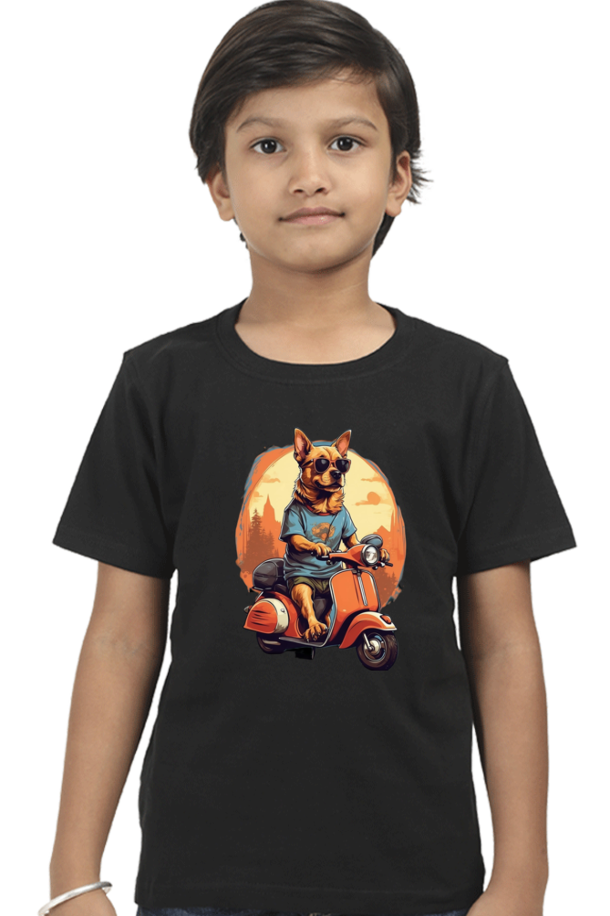 Kid's T-Shirt - Cool Doggie on Scooter