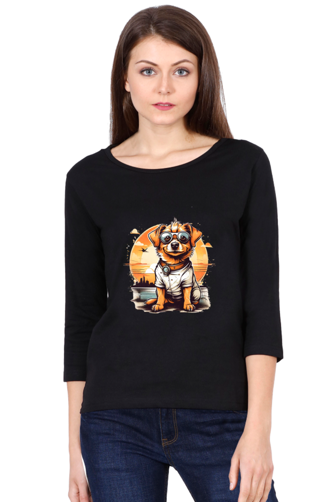 Women's Full Sleeve T-Shirt - "Adorable Pup" Design