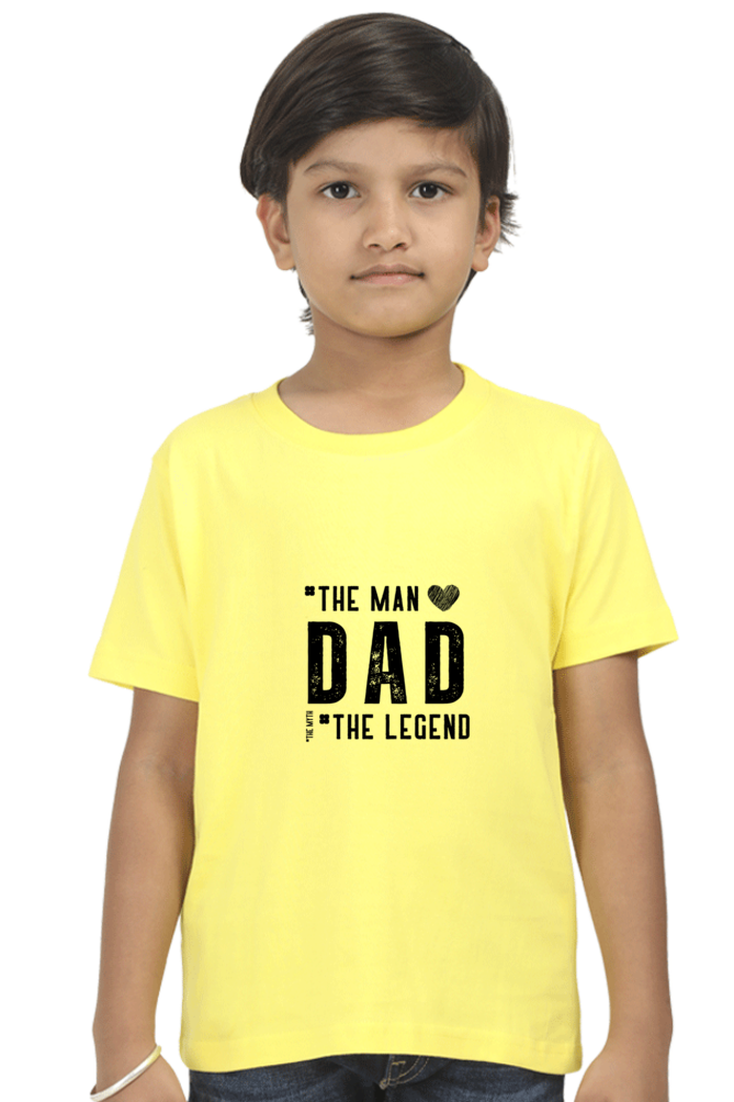 Boy's Round Neck Half Sleeve Classic T-Shirt - "Dad - The Legend" Design