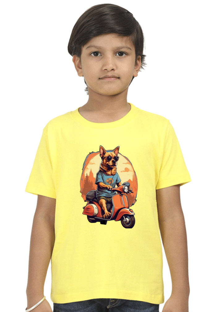 Kid's T-Shirt - Cool Doggie on Scooter