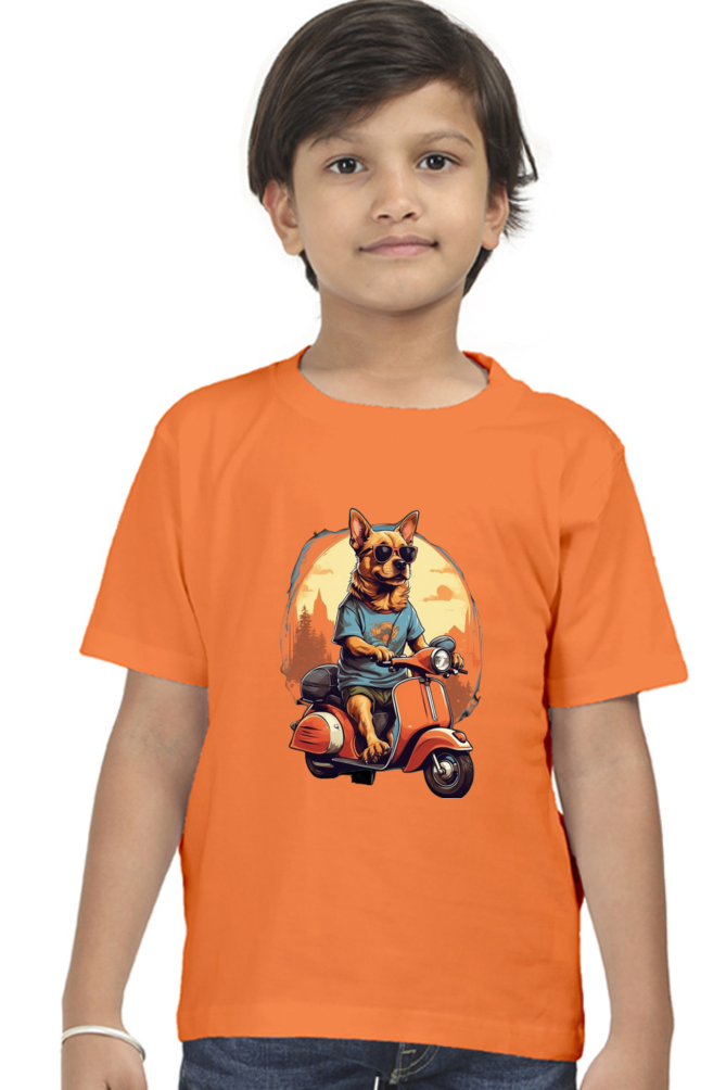 Kid's T-Shirt - Cool Doggie on Scooter