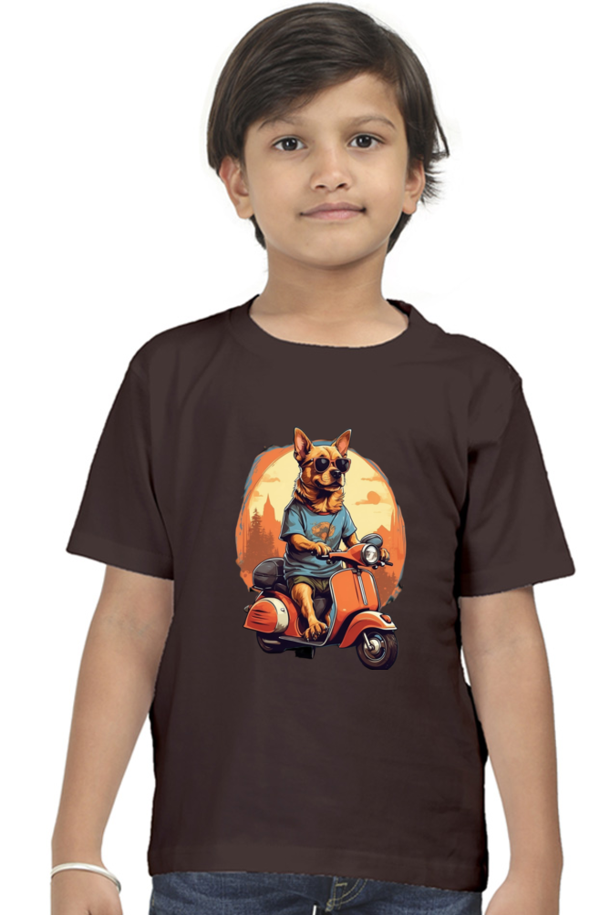 Kid's T-Shirt - Cool Doggie on Scooter