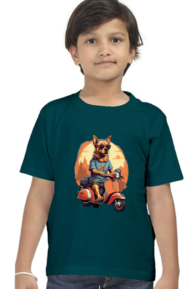 Kid's T-Shirt - Cool Doggie on Scooter