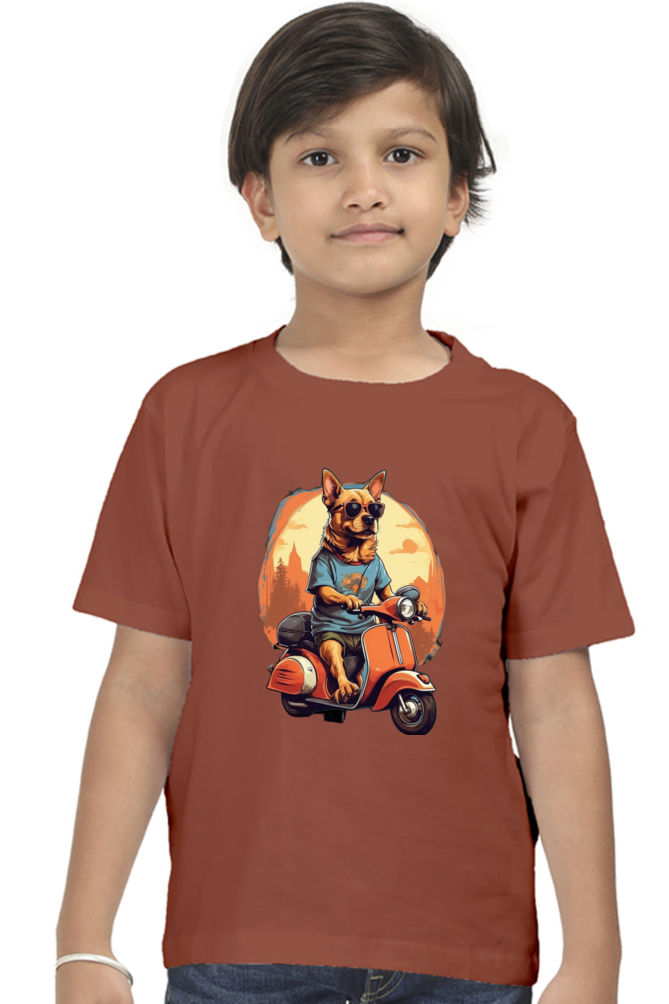 Kid's T-Shirt - Cool Doggie on Scooter