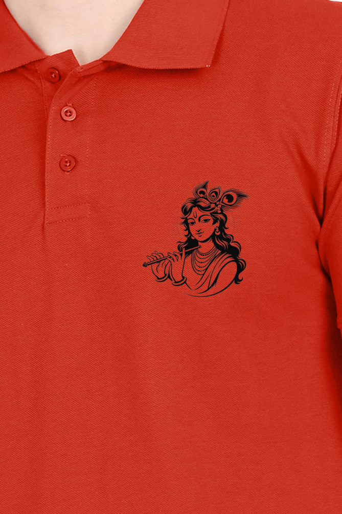 Men's Polo T-Shirt - Elegant Krishna Design