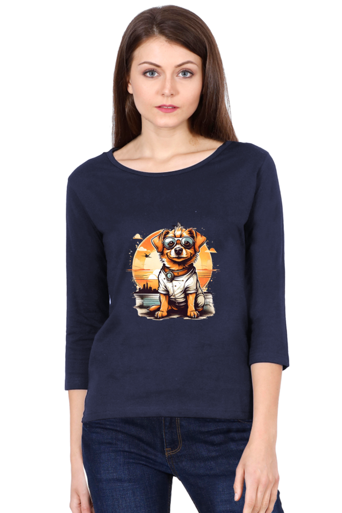 Women's Full Sleeve T-Shirt - "Adorable Pup" Design