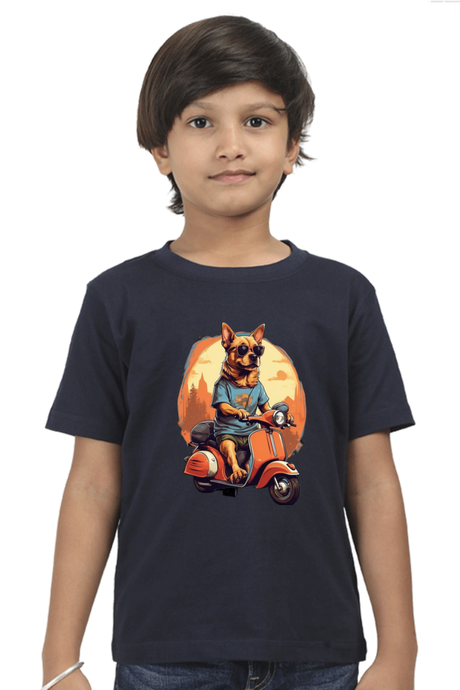 Kid's T-Shirt - Cool Doggie on Scooter