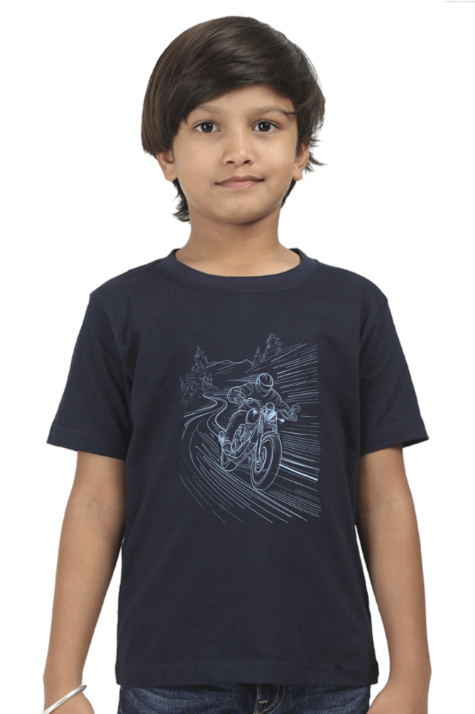 Boy's Round Neck Half Sleeve T-Shirt - "Vroom" Design