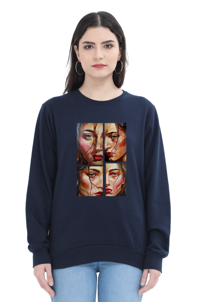 Women's Full Sleeve T-Shirt - Multi-Expression Portrait Design