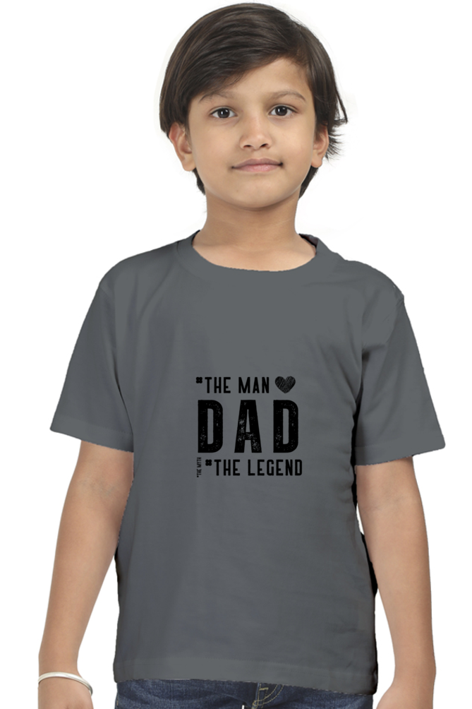 Boy's Round Neck Half Sleeve Classic T-Shirt - "Dad - The Legend" Design