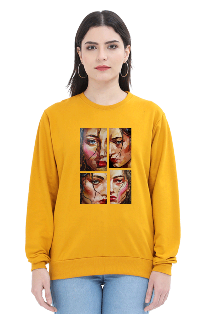 Women's Full Sleeve T-Shirt - Multi-Expression Portrait Design