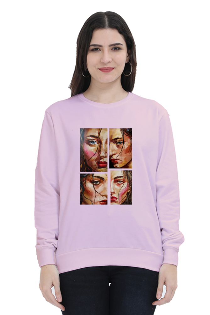 Women's Full Sleeve T-Shirt - Multi-Expression Portrait Design