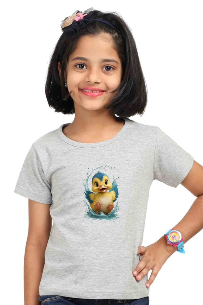 Girl's Round Neck Half Sleeve T-Shirt - "Smile Twitter" Design