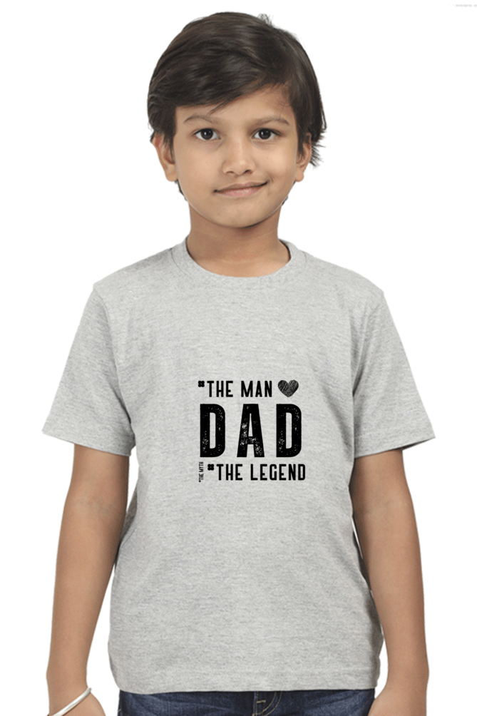 Boy's Round Neck Half Sleeve Classic T-Shirt - "Dad - The Legend" Design
