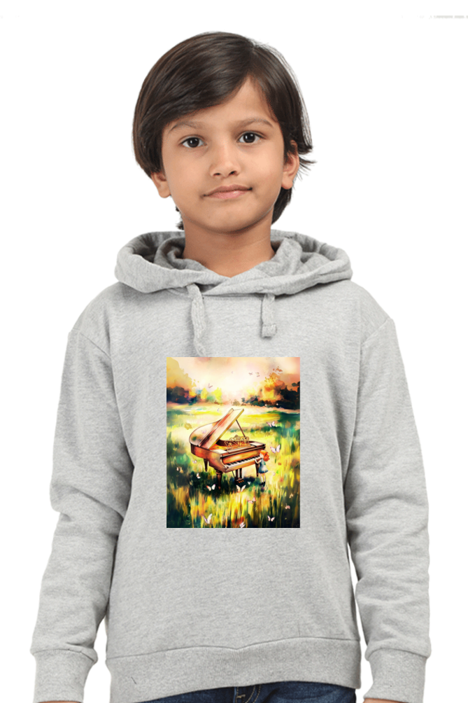 Kids Hooded Sweatshirt - "Girl With Piano" Design