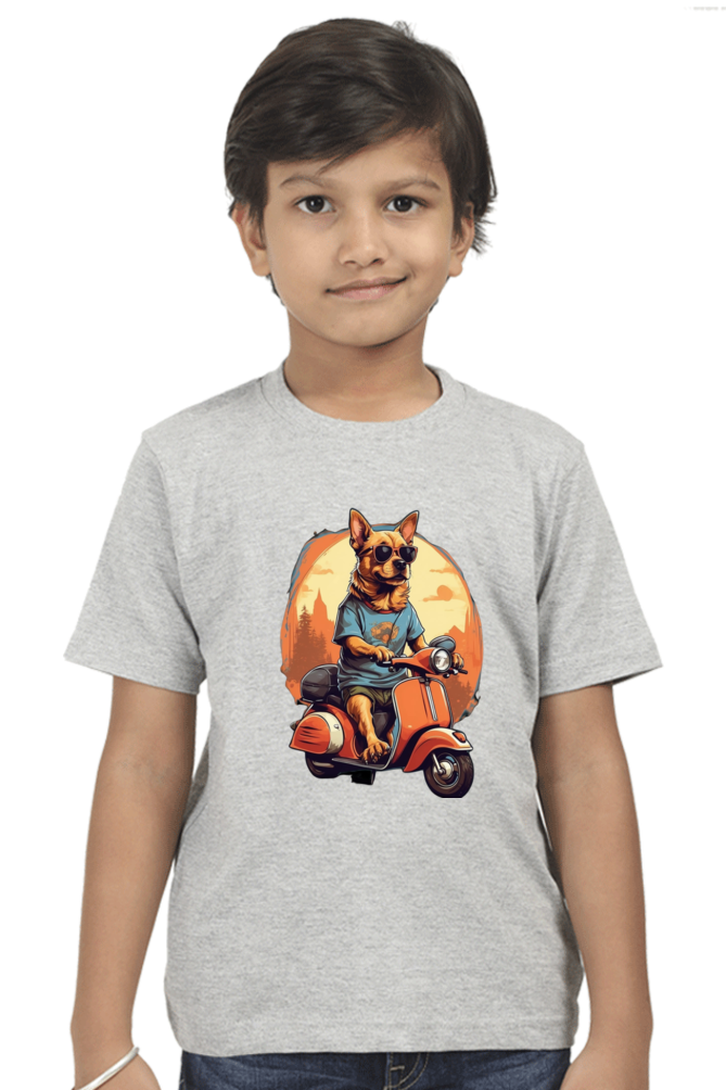 Kid's T-Shirt - Cool Doggie on Scooter