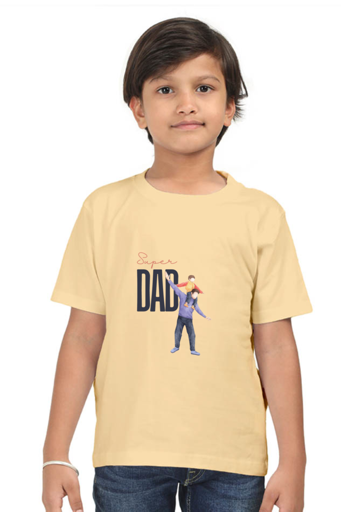 Boy's Round Neck Half Sleeve Classic T-Shirt - "Super Dad" Design