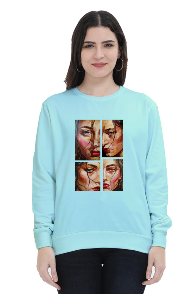 Women's Full Sleeve T-Shirt - Multi-Expression Portrait Design