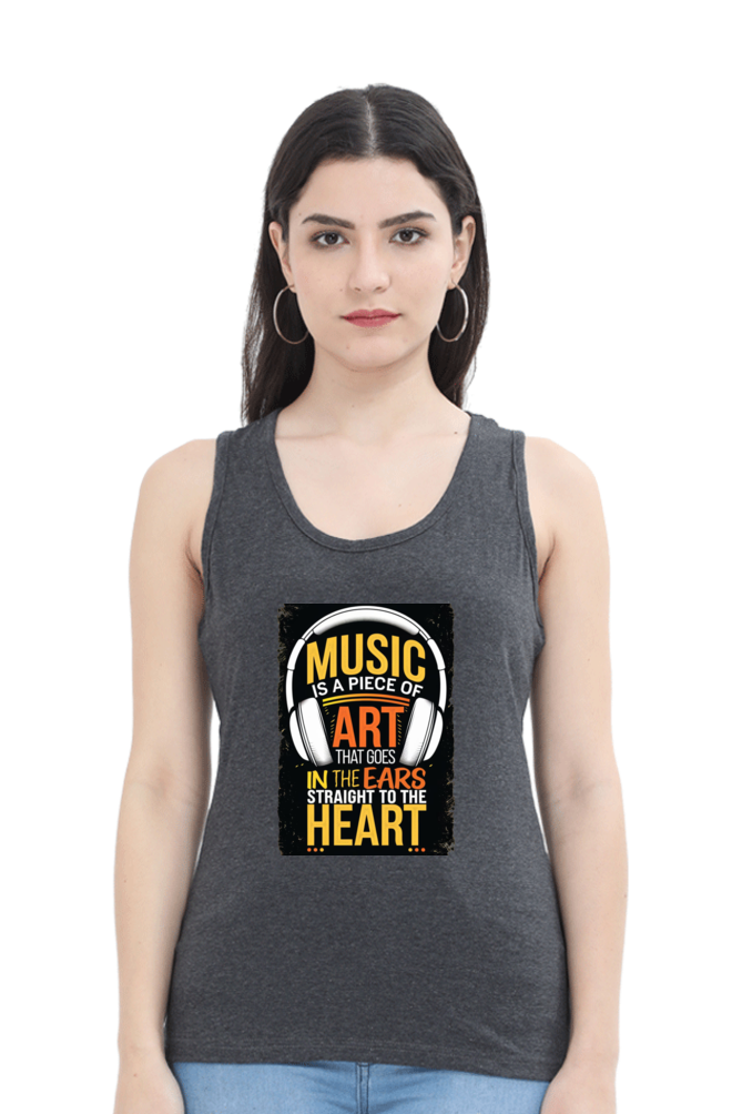 Female Tank Top - "Music Is a Piece of Art" Design