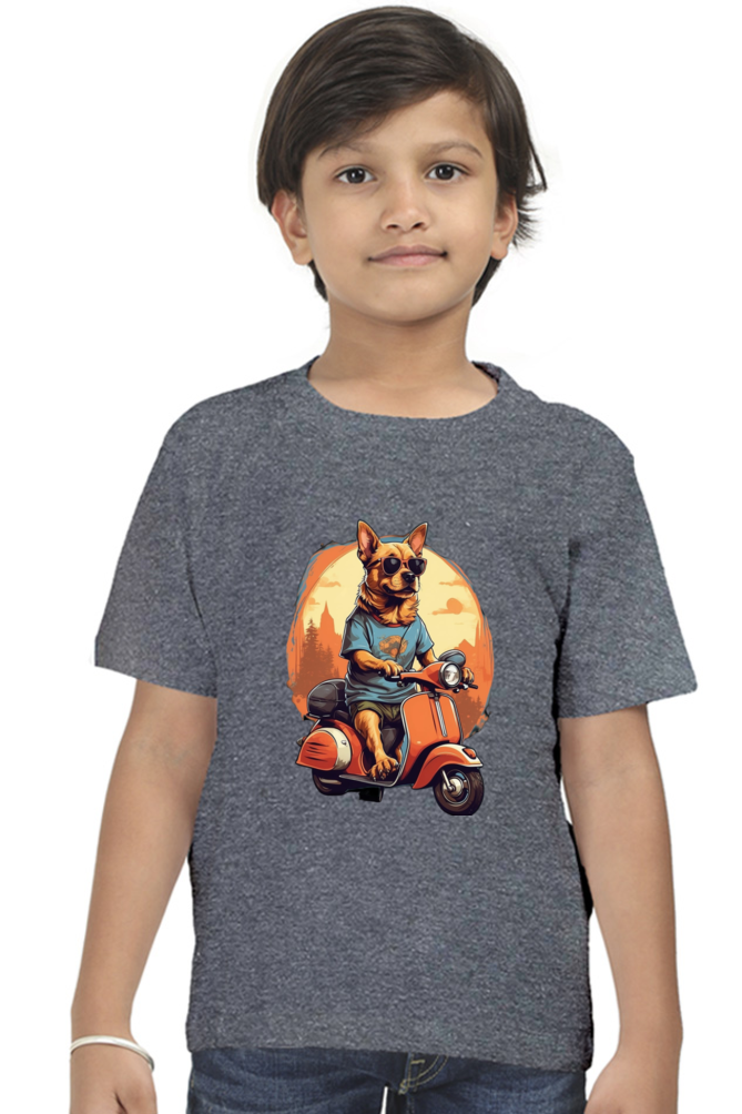 Kid's T-Shirt - Cool Doggie on Scooter