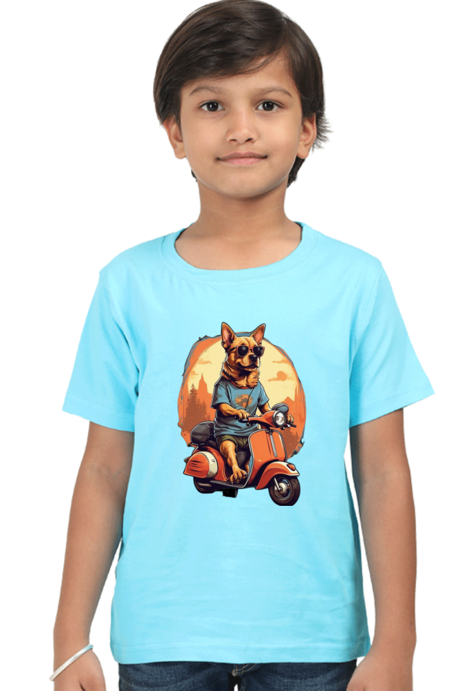 Kid's T-Shirt - Cool Doggie on Scooter