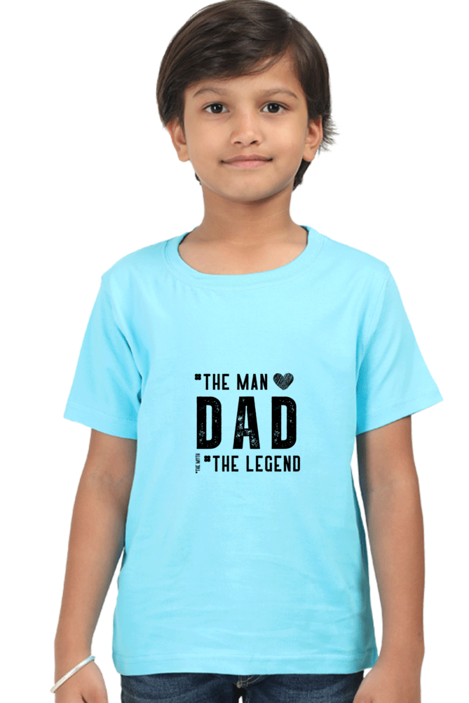Boy's Round Neck Half Sleeve Classic T-Shirt - "Dad - The Legend" Design