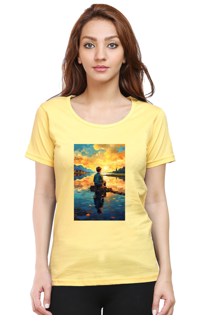 Women's Scenic Round Neck T-Shirt – Nature’s Beauty in Every Thread