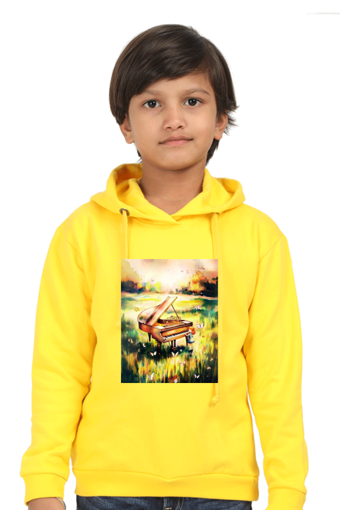 Kids Hooded Sweatshirt - "Girl With Piano" Design