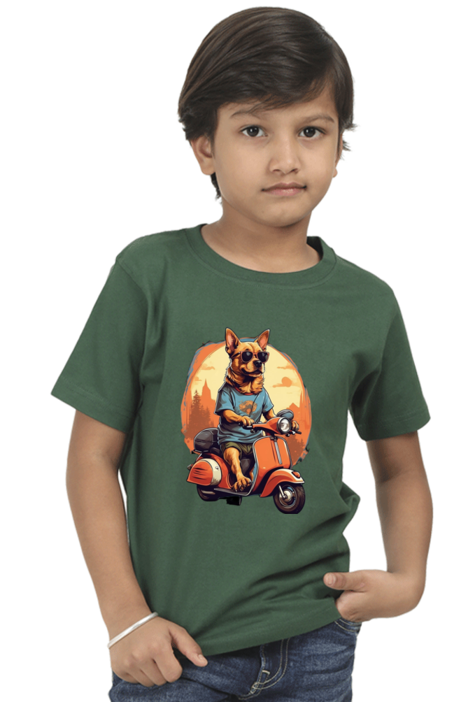 Kid's T-Shirt - Cool Doggie on Scooter
