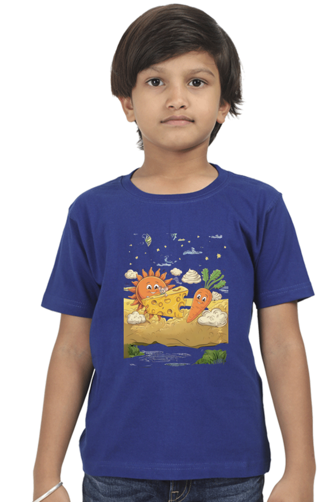 Boy's Round Neck Half Sleeve Classic T-Shirt - "Cheese is Cool" Design