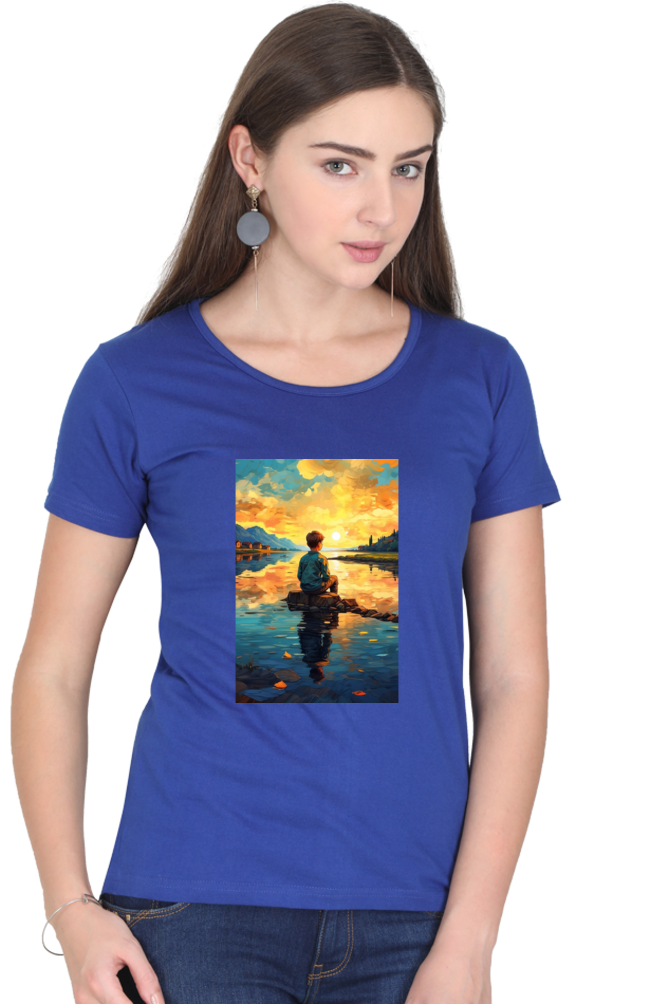 Women's Scenic Round Neck T-Shirt – Nature’s Beauty in Every Thread