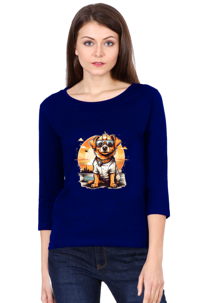 Women's Full Sleeve T-Shirt - "Adorable Pup" Design